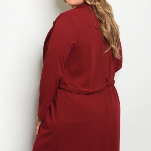 RED WINE BELTED CARDIGAN/ JACKET - Picture 3 of 8